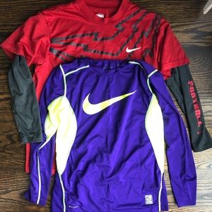 2 Nike Long Sleeve Shirts Boys Small